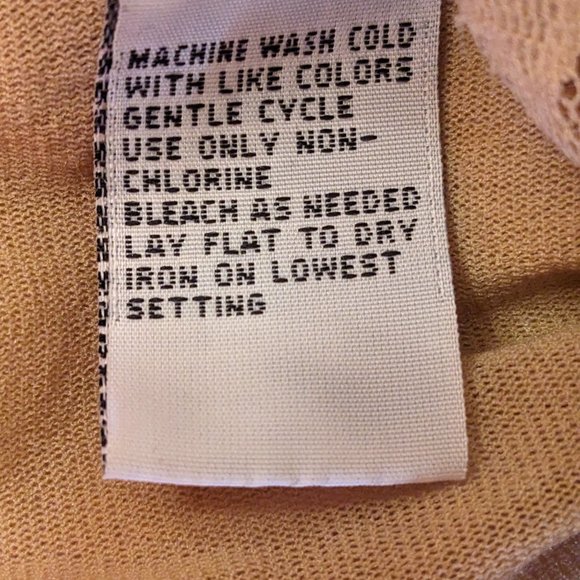 Tan Ruffle V Neck Lace Top with Front Lining 3/4 Length Sleeves - Picture 9 of 9